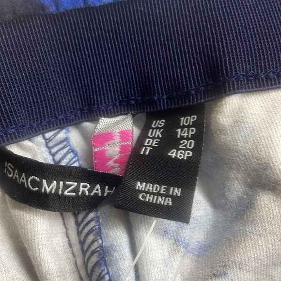 New Isaac Mizrahi Blue Floral Print Velvet Stirrup Pants Size 10P Adjustable - Picture 5 of 16